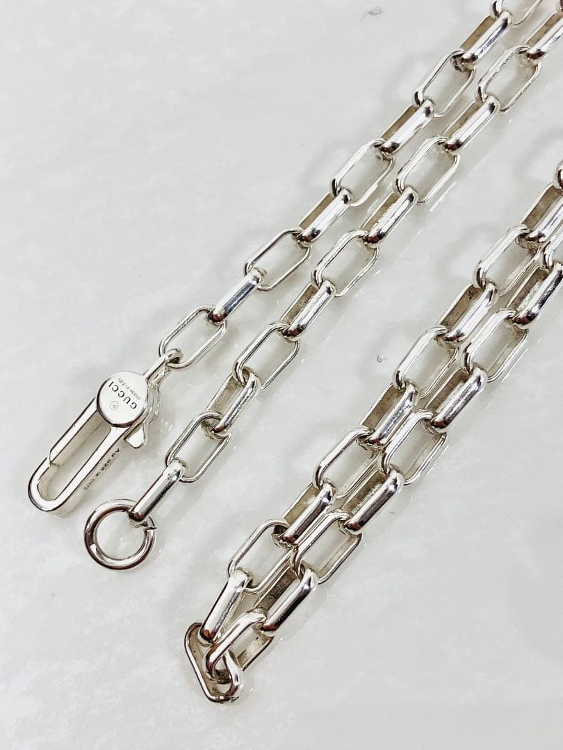 【美品】GUCCI レクタングル チェーン ネックレス 男女兼用　SV925