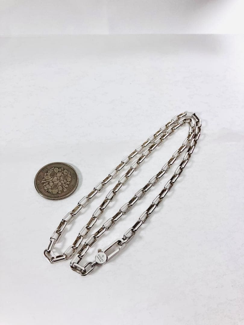 【美品】GUCCI レクタングル チェーン ネックレス 男女兼用　SV925