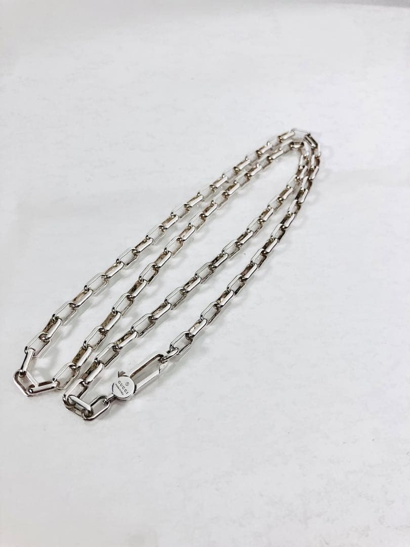 【美品】GUCCI レクタングル チェーン ネックレス 男女兼用　SV925