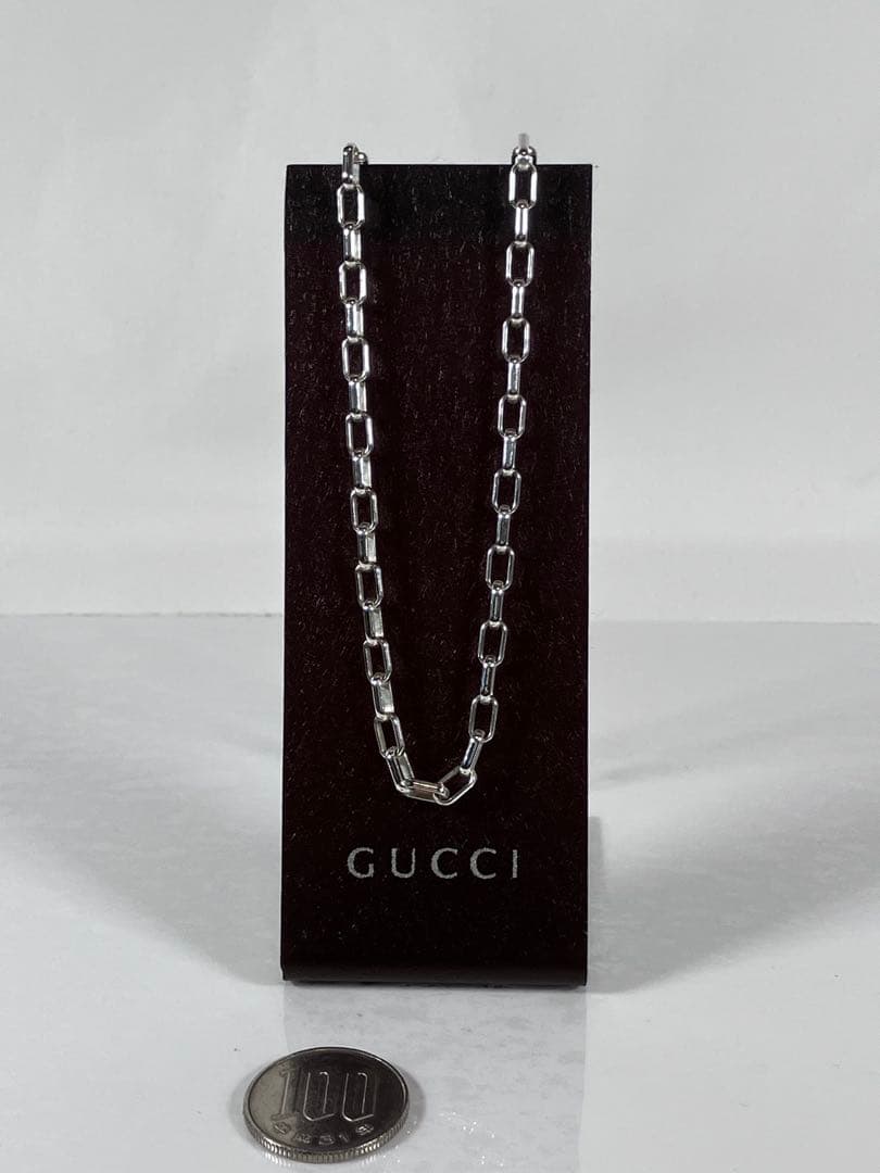 【美品】GUCCI レクタングル チェーン ネックレス 男女兼用　SV925