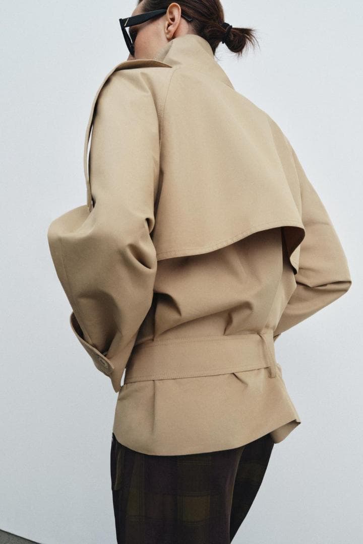 新品 ZARA ショート丈ハイネックトレンチコートZW COLLECTION S