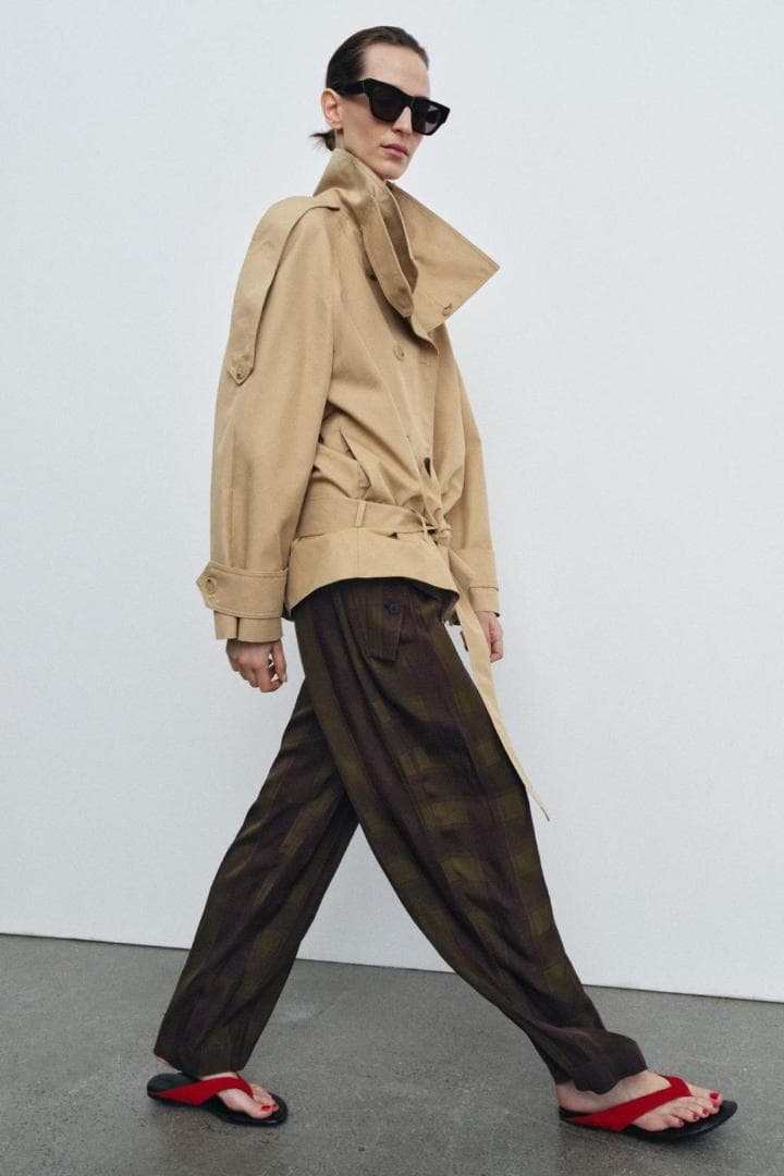 新品 ZARA ショート丈ハイネックトレンチコートZW COLLECTION S