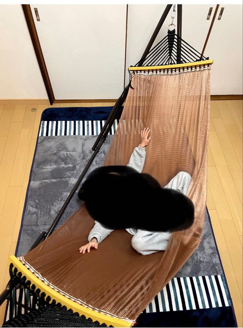 自立式3way ハンモックスタンド ブラウン・ストライプ