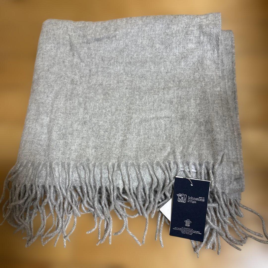 ジョンフトンズ　カシミヤ100% グレー ストール フリンジ付き