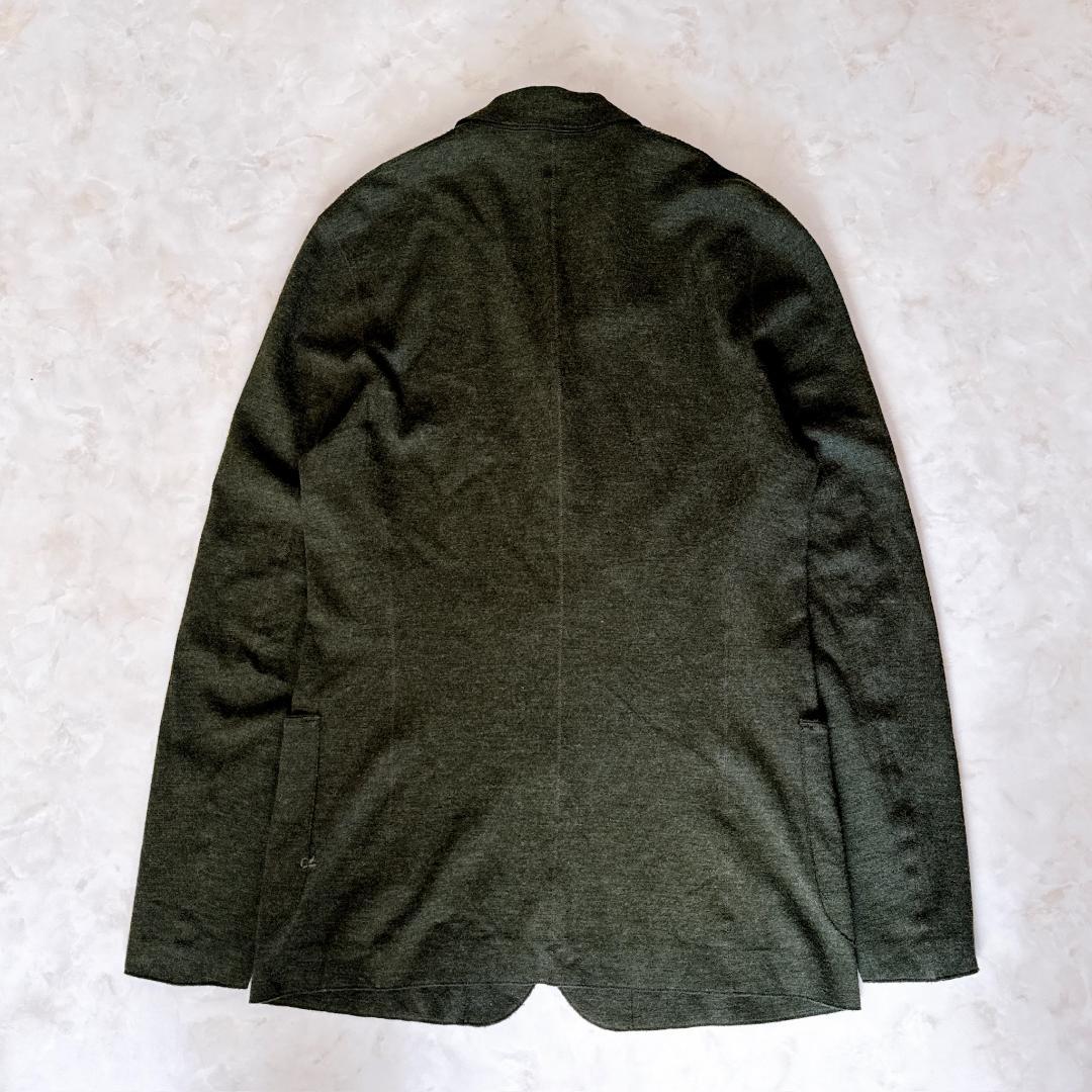 【美品】45R ウール テーラードジャケット グリーン 4 XL　メンズ　薄手