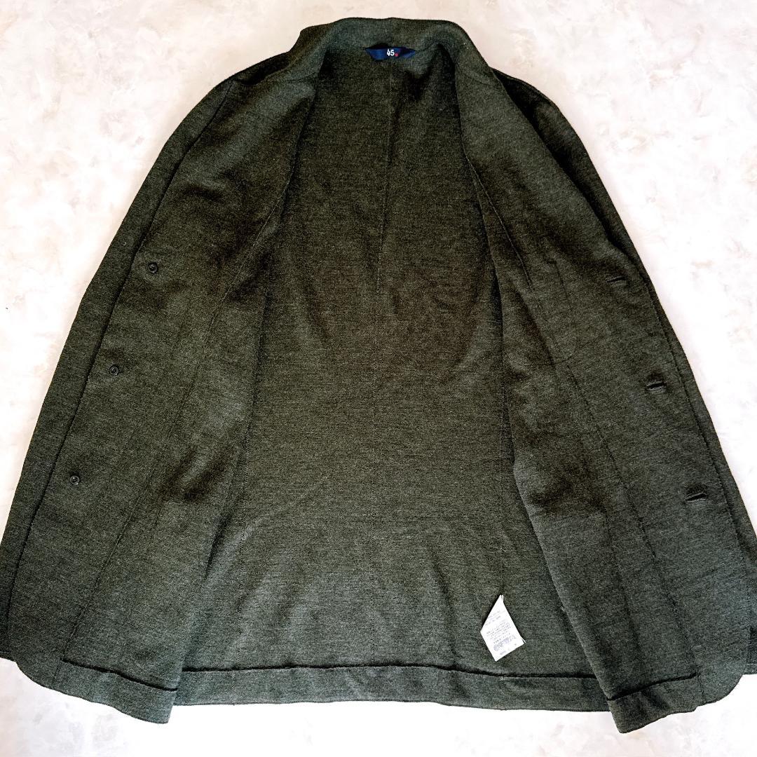 【美品】45R ウール テーラードジャケット グリーン 4 XL　メンズ　薄手