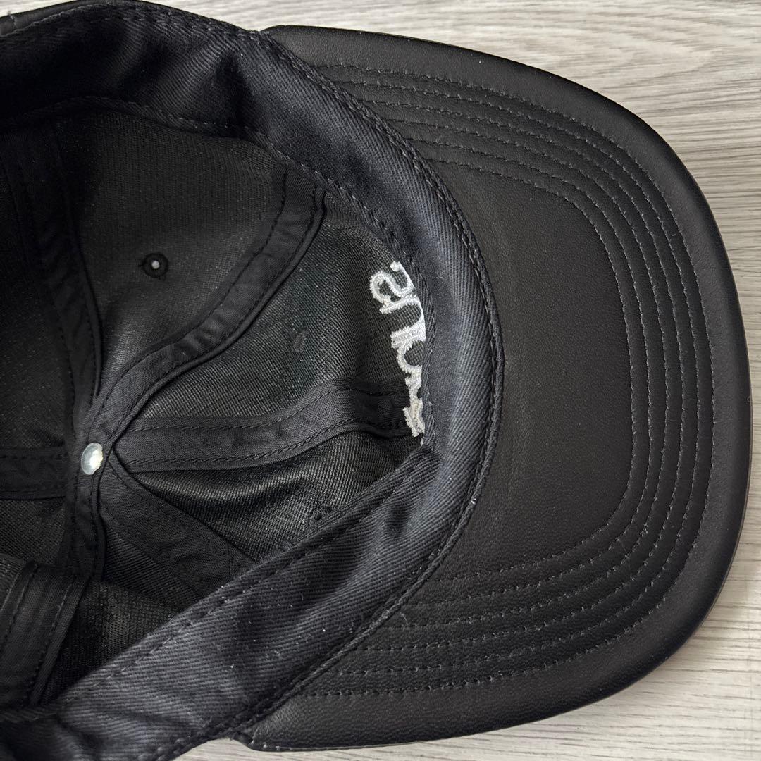 【tetsu】【美品】supreme レザー キャップ 黒 ブラック