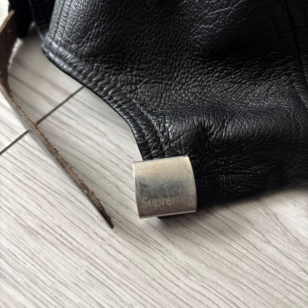 【tetsu】【美品】supreme レザー キャップ 黒 ブラック