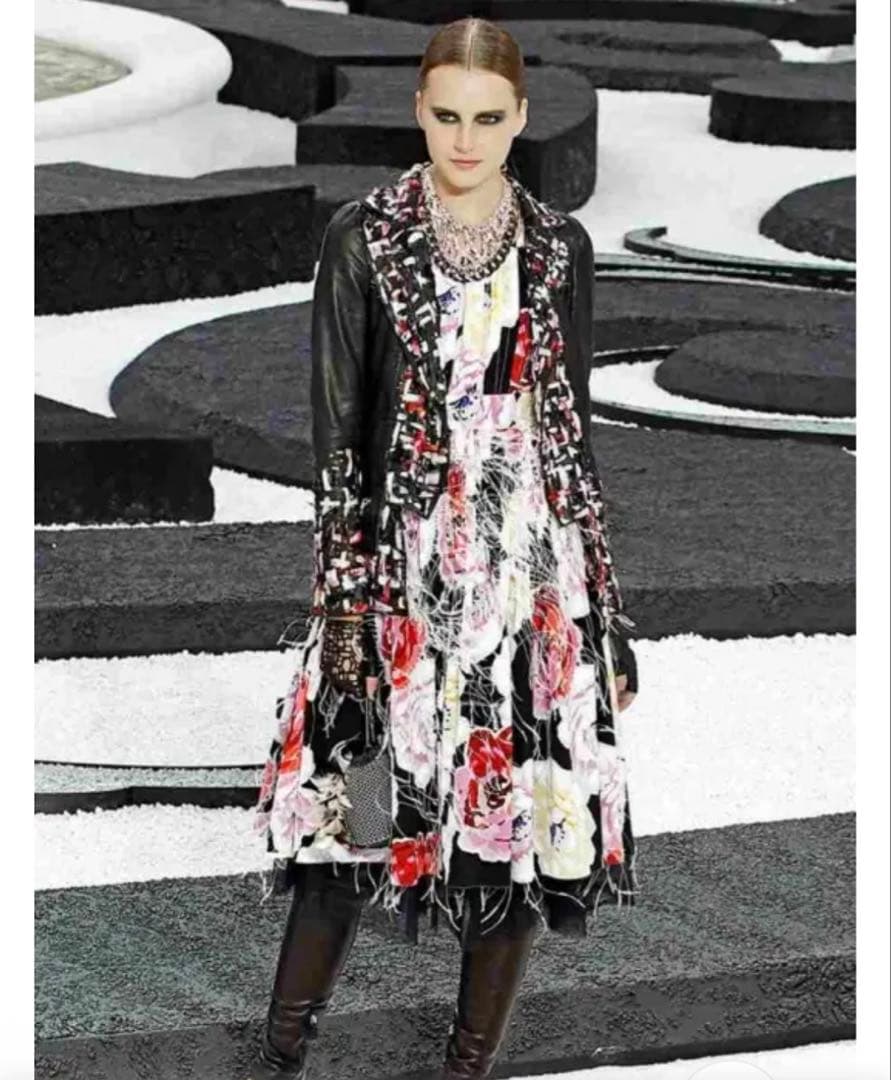 ワンピース Dress CHANEL Floral Silk Camellia Size36