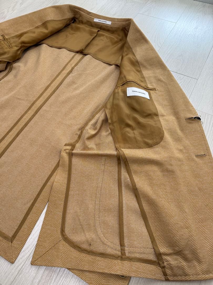 未使用 TAGLIATORE ヘリンボーンコットンジャケット 50 ベージュ