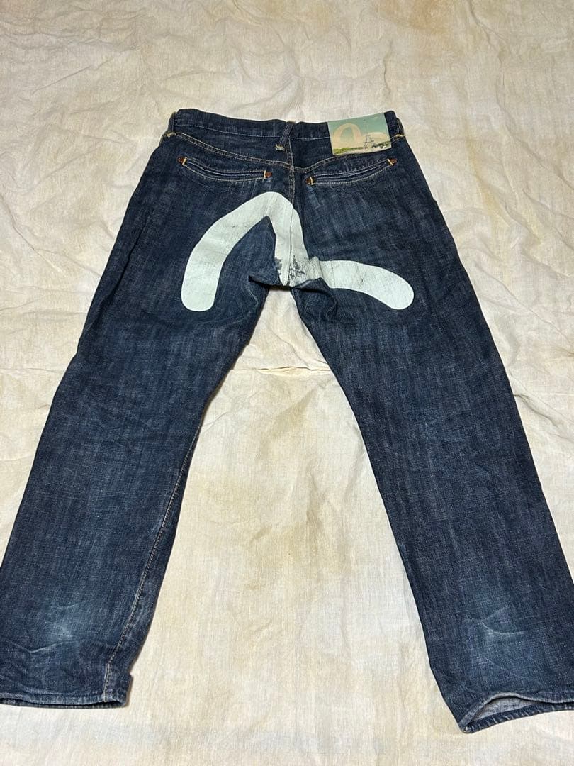 希少✨️EVISU エビス デニムジーンズ W30 カモメ ペイント 白