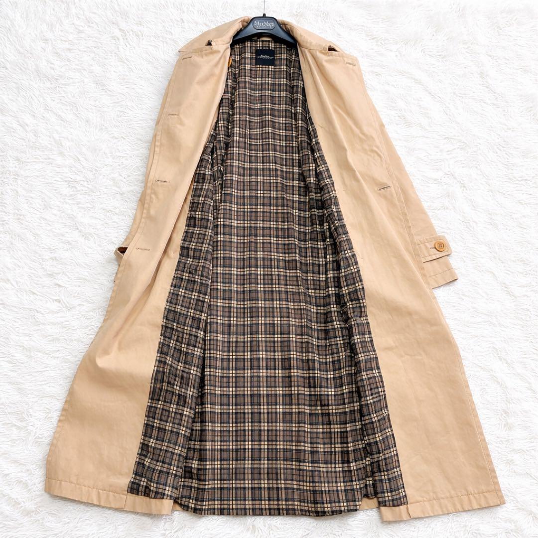 【美品】マックスマーラ ロングトレンチコート 大きいサイズ XL ダブル ベルト