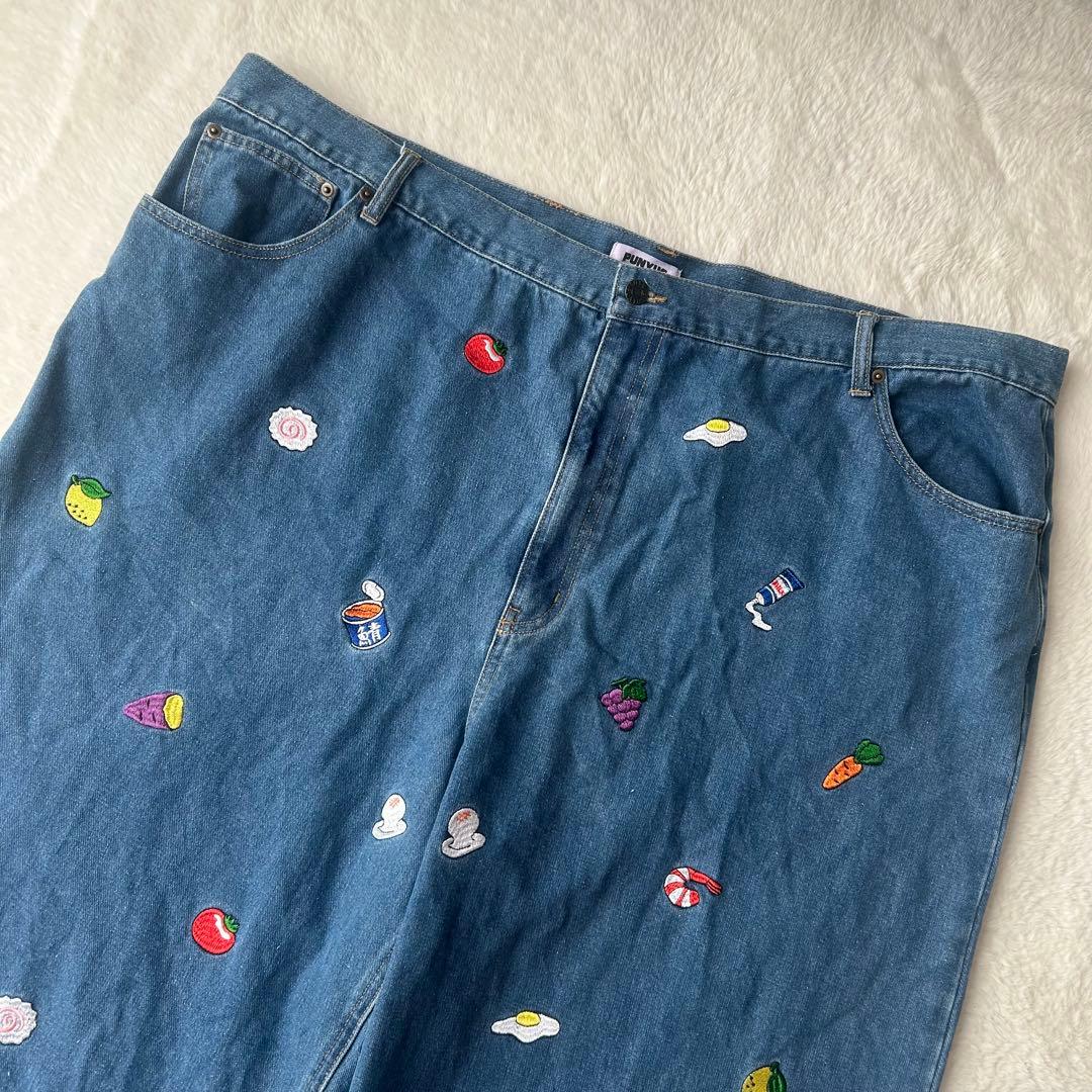 10周年アニバーサリー✨プニュズ フード 総柄 刺繍 バギーパンツ サイズ4