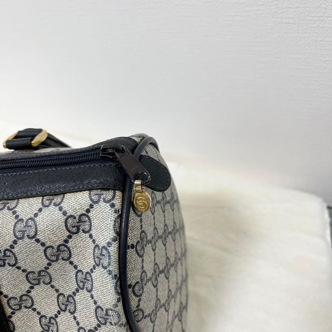 GUCCI MINIボストンバッグ ベージュ/ネイビー/レッド