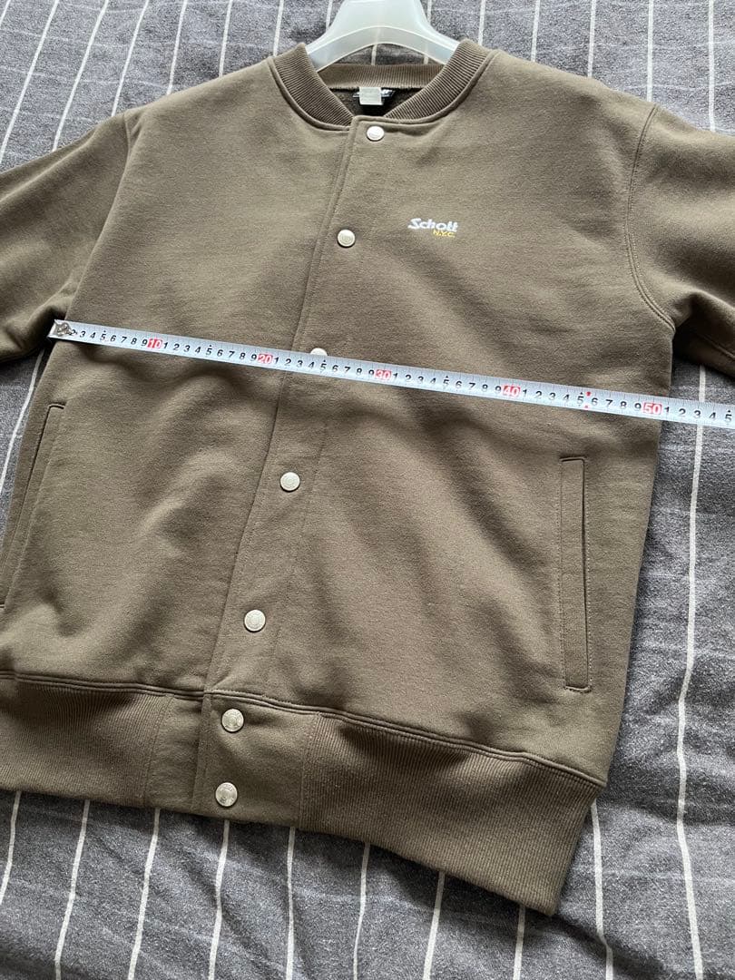 Schott オリーブ ボタン付きスウェット