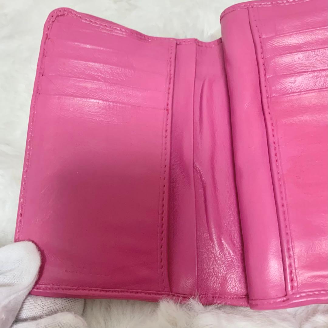 MIU MIU マテラッセ 三つ折り財布 L字ファスナー 濃いピンク