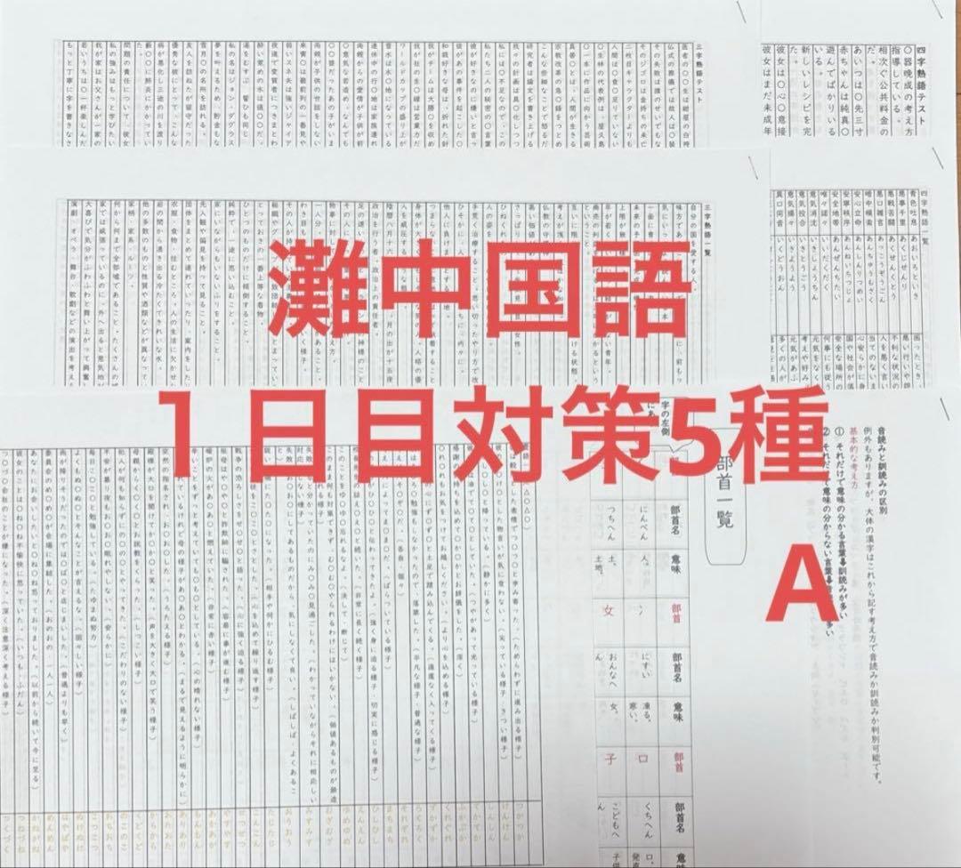 灘中国語対策　ABCDE 国語知識13種+外来語+俳句+漢字パズル+過去問漢字