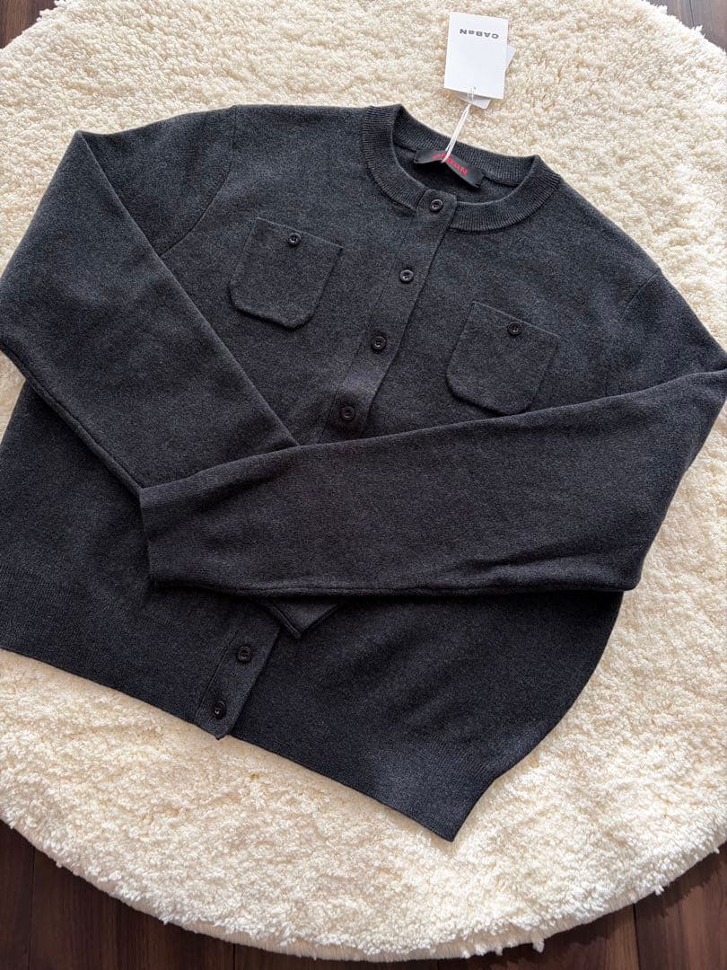 CABaN コットンカシミヤ クルーネックカーディガン チャコールグレーXS/S