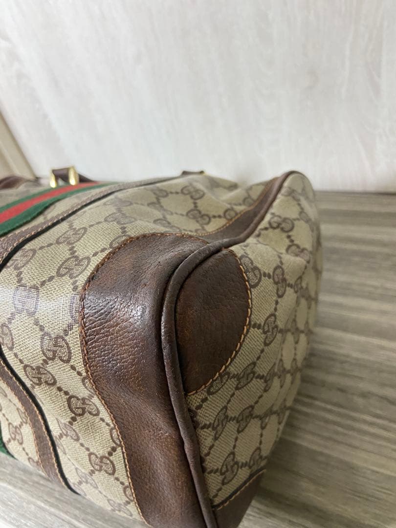 GUCCI ボストンバッグ　シェリーライン　GG スプリーム　レザー