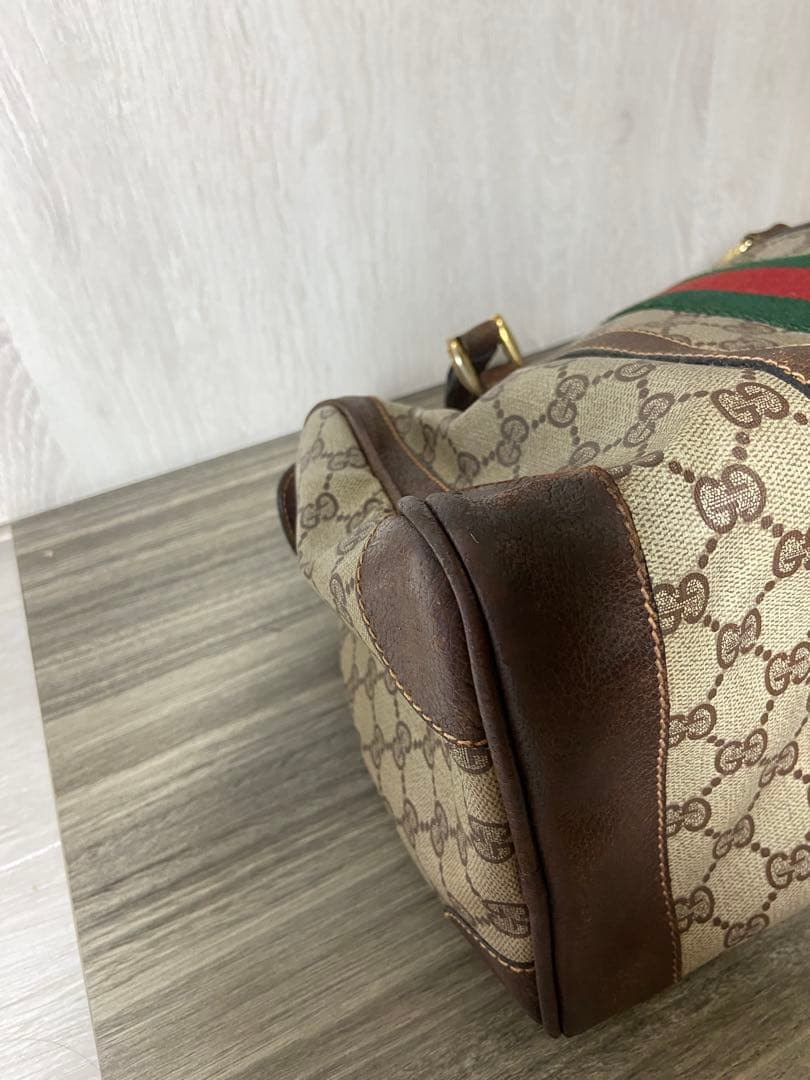 GUCCI ボストンバッグ　シェリーライン　GG スプリーム　レザー