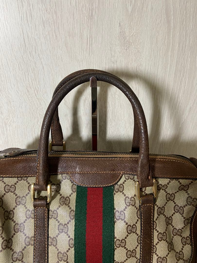 GUCCI ボストンバッグ　シェリーライン　GG スプリーム　レザー