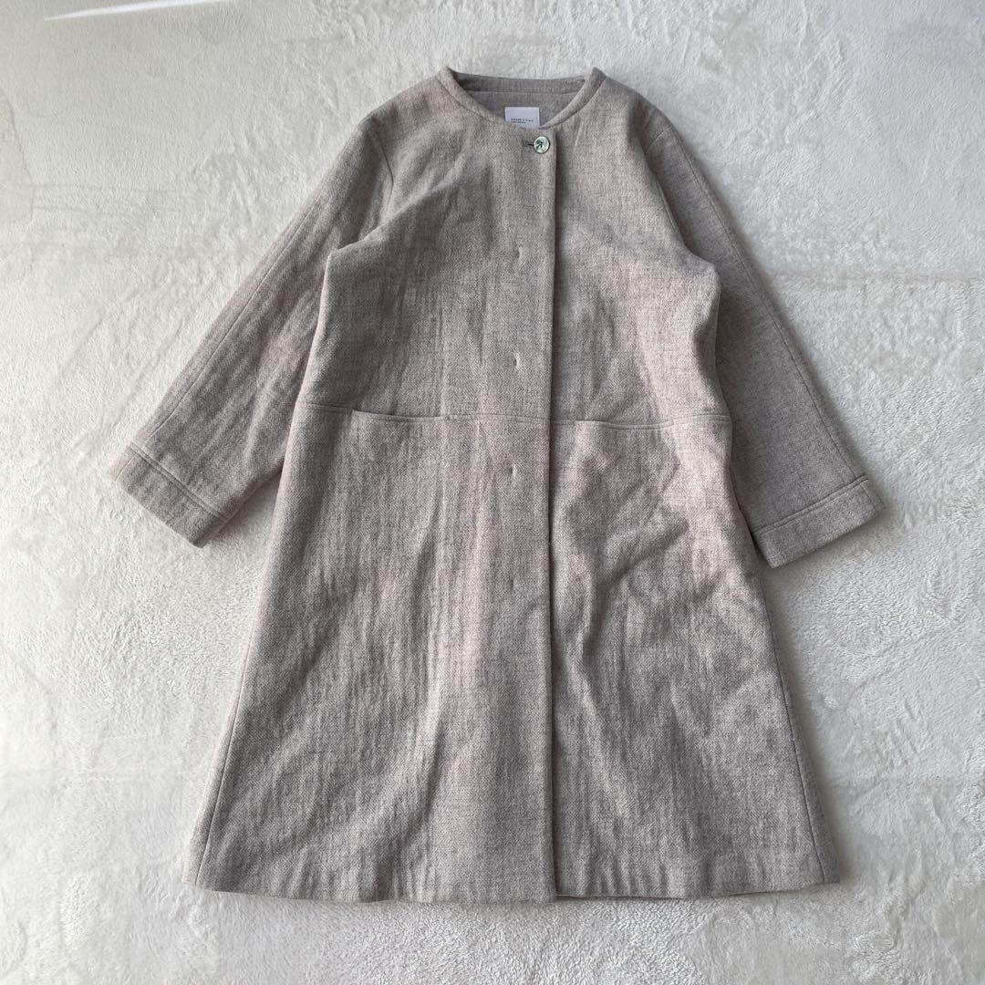 KURASHI & Trips PUBLISHING ウール ノーカラー コート