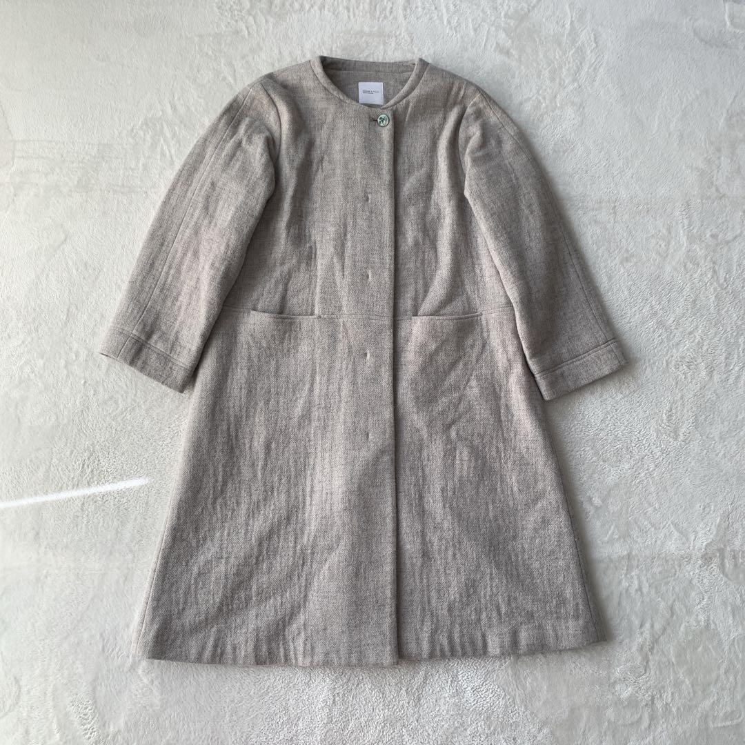 KURASHI & Trips PUBLISHING ウール ノーカラー コート