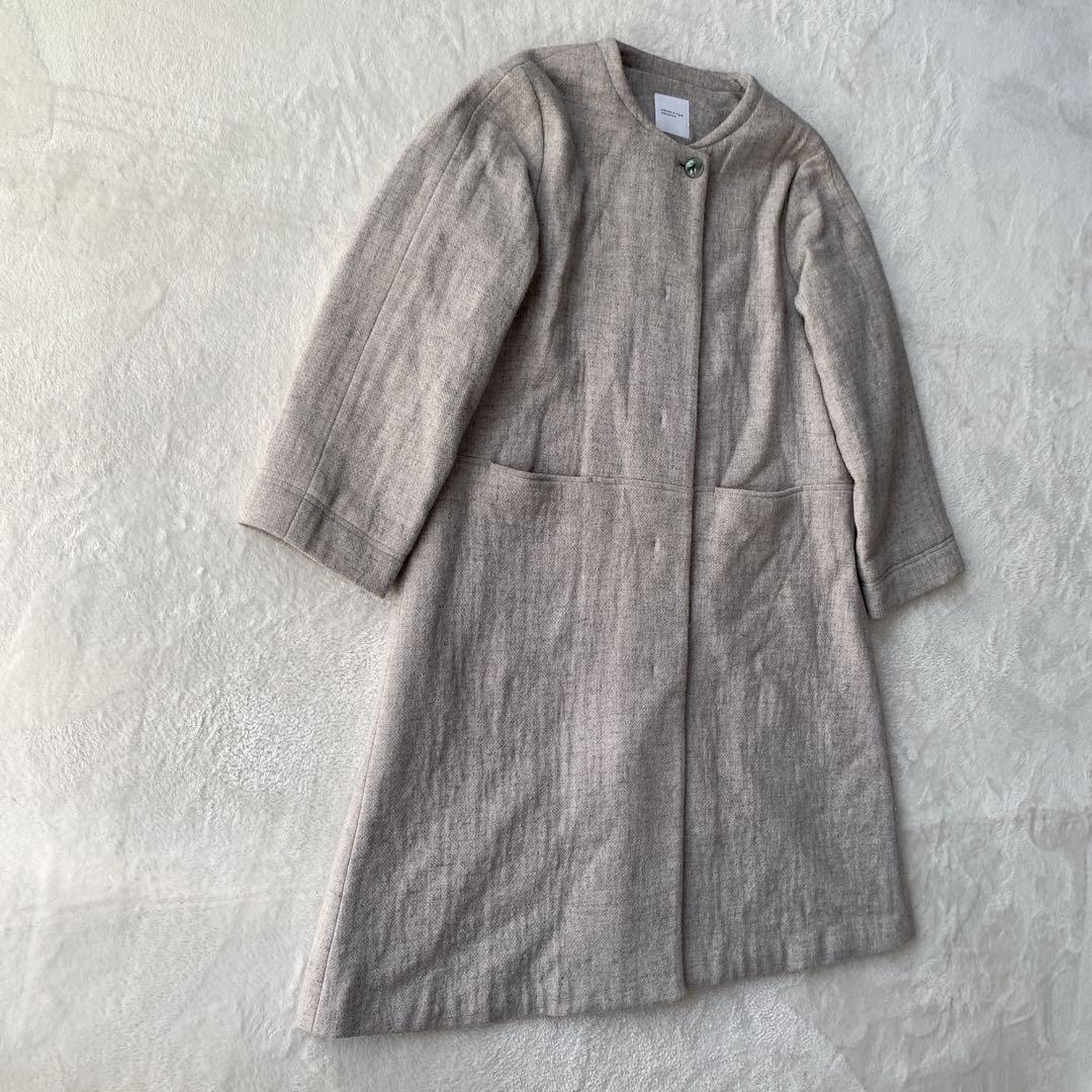 KURASHI & Trips PUBLISHING ウール ノーカラー コート