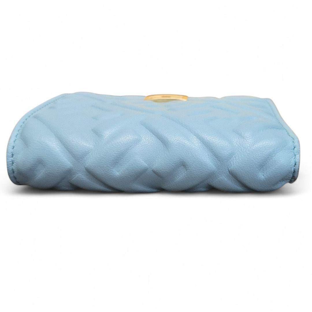 極美品✨フェンディ ズッカ レザー コンパクトウォレット 二つ折り財布　ブルー