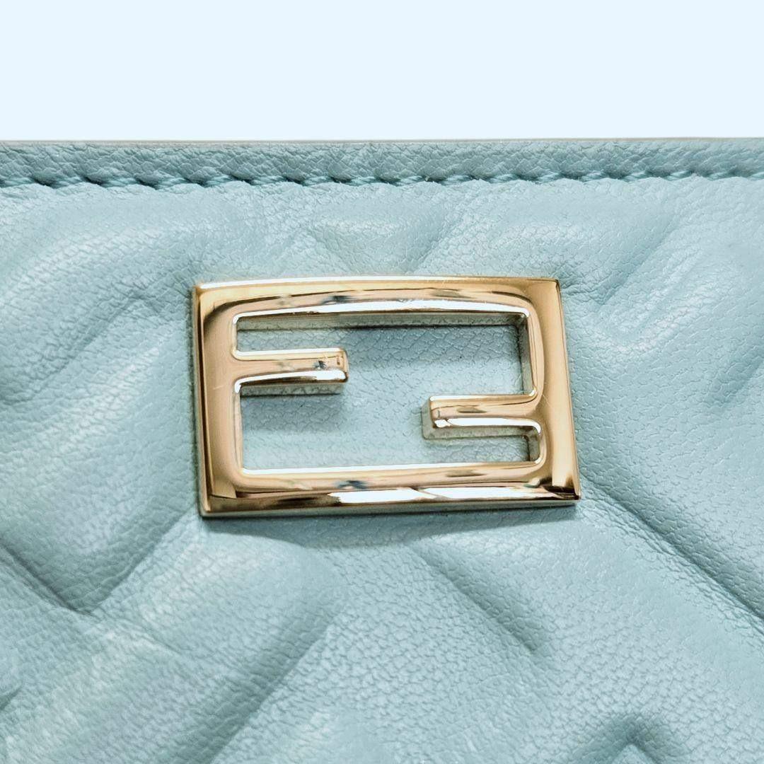 極美品✨フェンディ ズッカ レザー コンパクトウォレット 二つ折り財布　ブルー