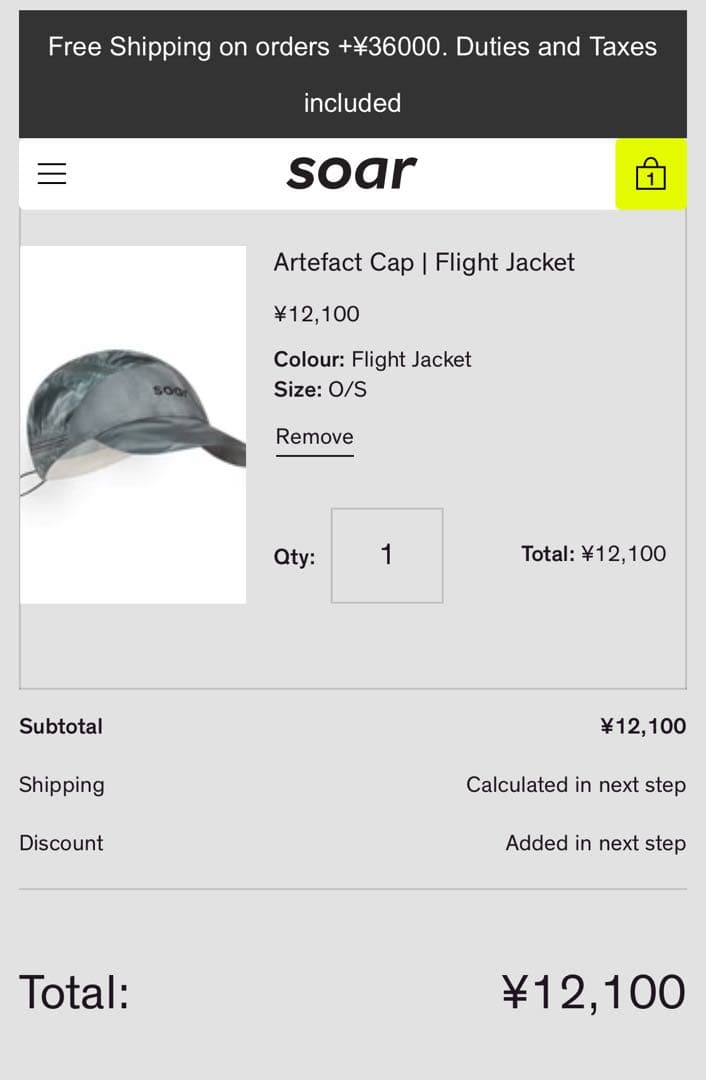 soar running Artefact Cap グレー