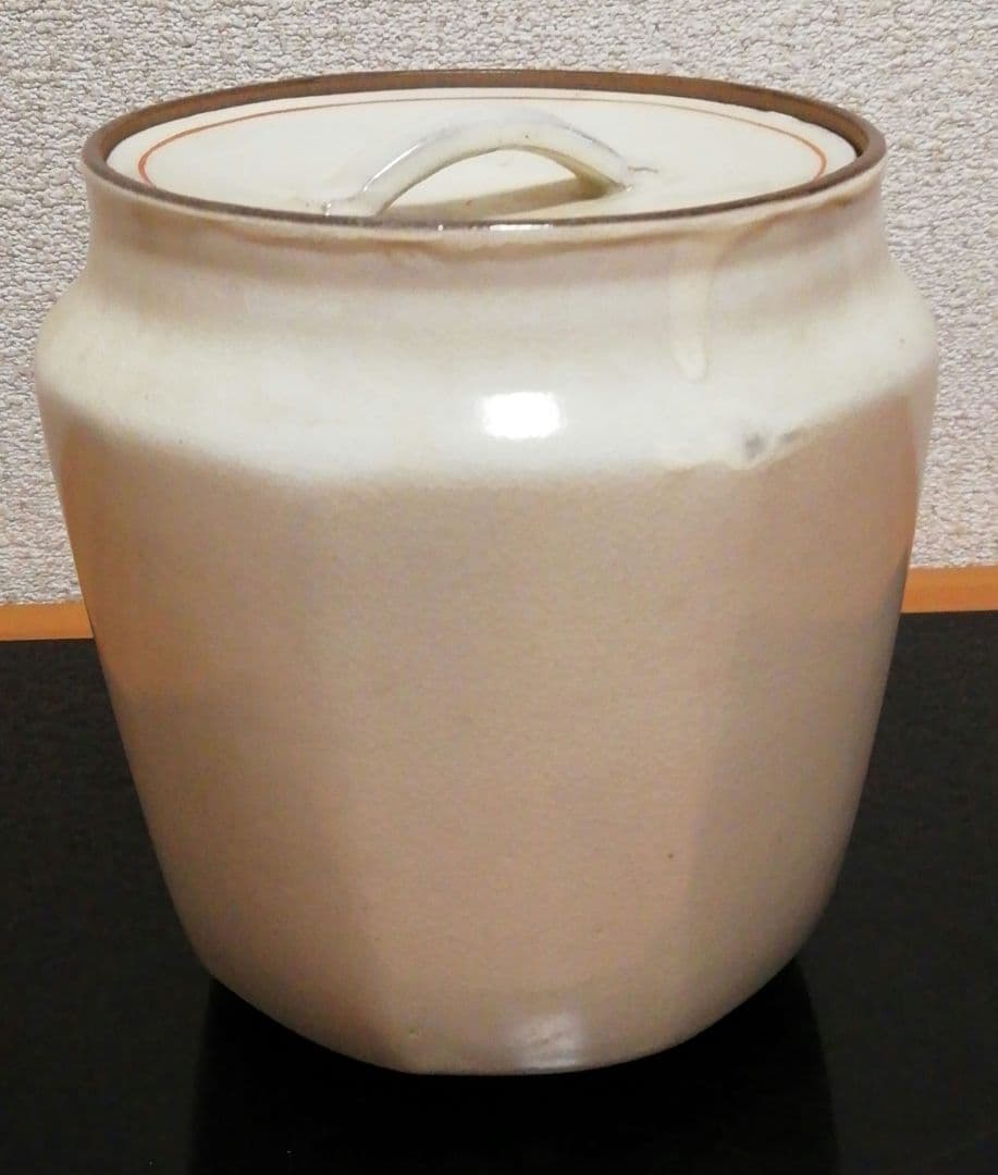 鈴木卓司作　色絵　金彩　侘助紋　水指　共箱　略歴付　茶道具