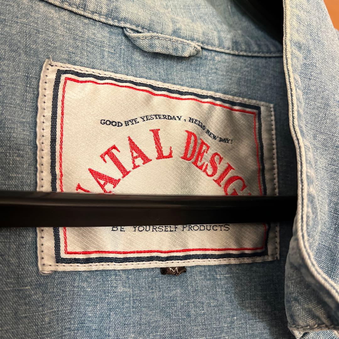 NATAL DESIGN シャンブレーショップコート　ライトブルー カバーオール