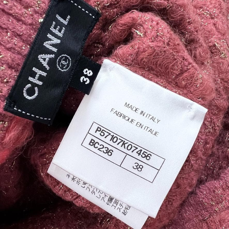極美品★CHANEL★ツイードニット★ラメ★五部袖★ワンピース
