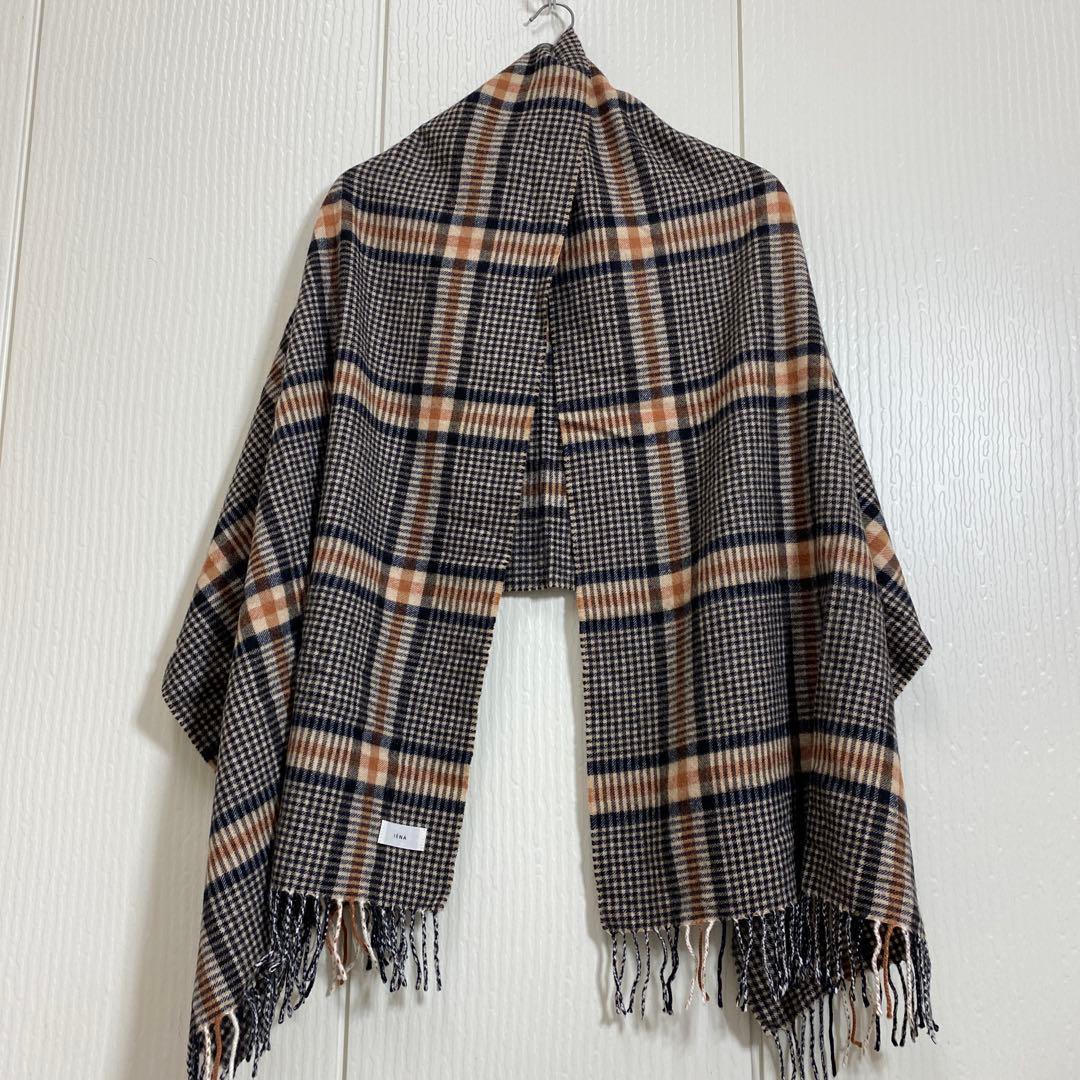 美品 IENA イエナ カシミヤ チェック 大判 ストール