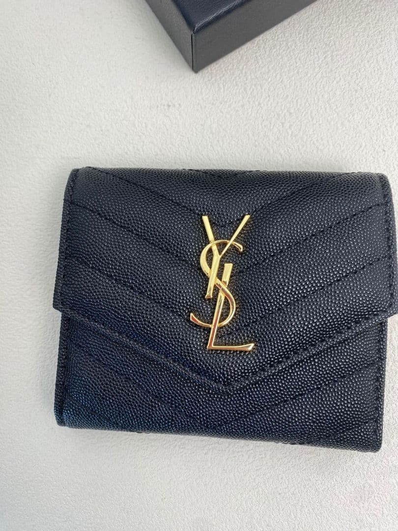 YSL ブラック 三つ折り財布