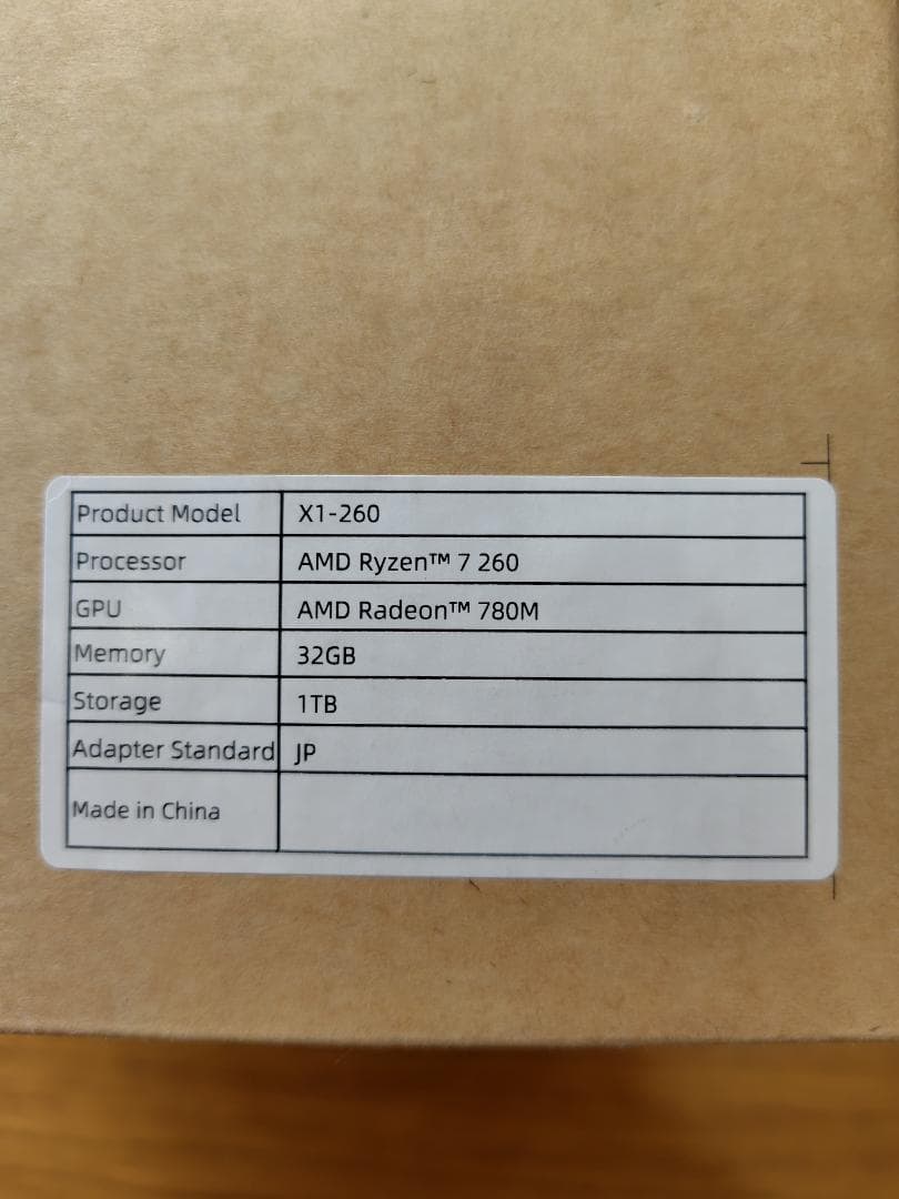 ミニPC Minisforum AI X1 Ryzen 7 260 32GB/1TB