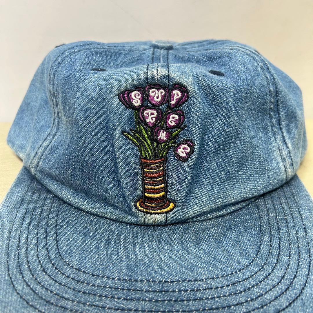 Supreme シュプリーム 18AW キャップ 帽子 花 刺繍 デニム USA