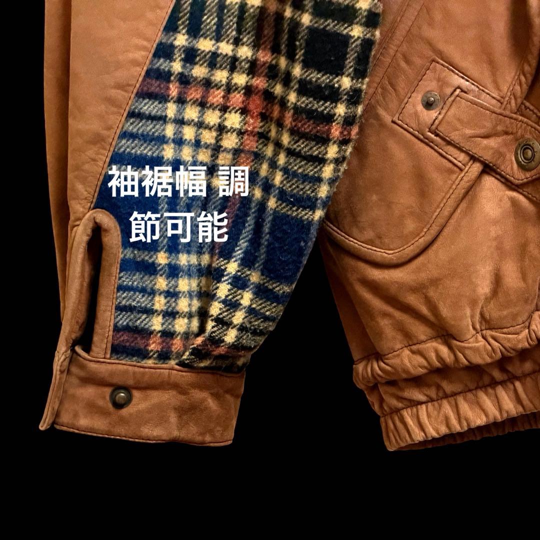 だ*☆様 東京発CONTEXT 2wayベストアウターブルゾン レザーウールチェ