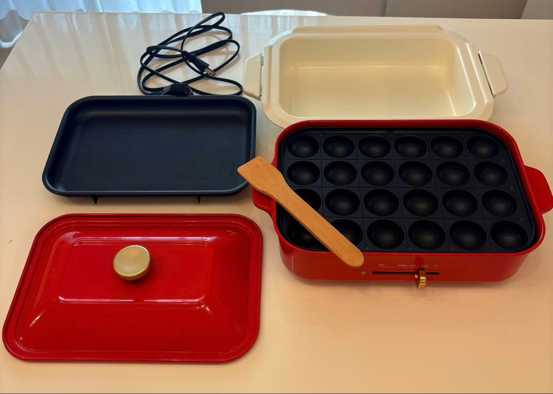 【超美品‼️】BRUNO レッド たこ焼き用・お鍋用・ホットプレート用