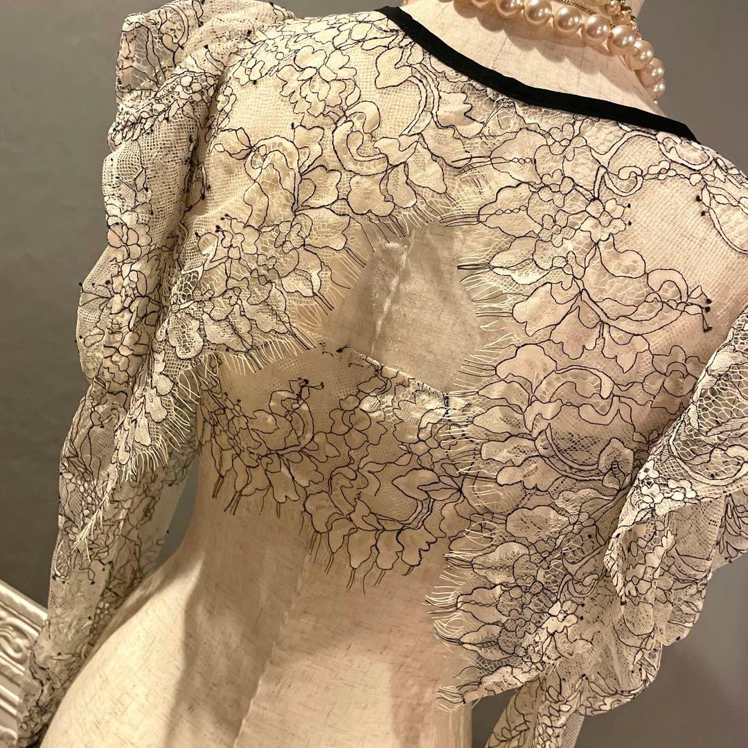 【sample sale】レースデザイン　リボンカーディガン
