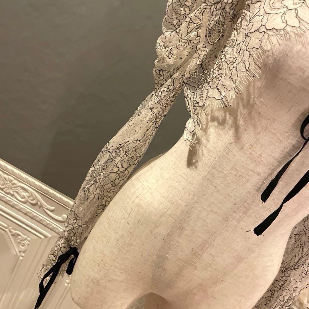 【sample sale】レースデザイン　リボンカーディガン
