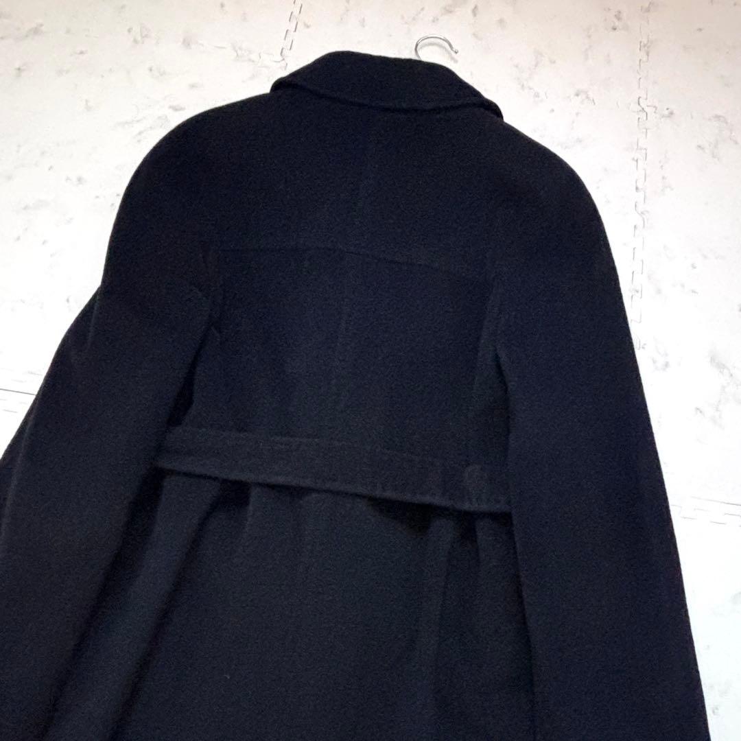 GIVENCHY 高級素材混紡 ベルテッド ロングコート ブラック 40 L相当
