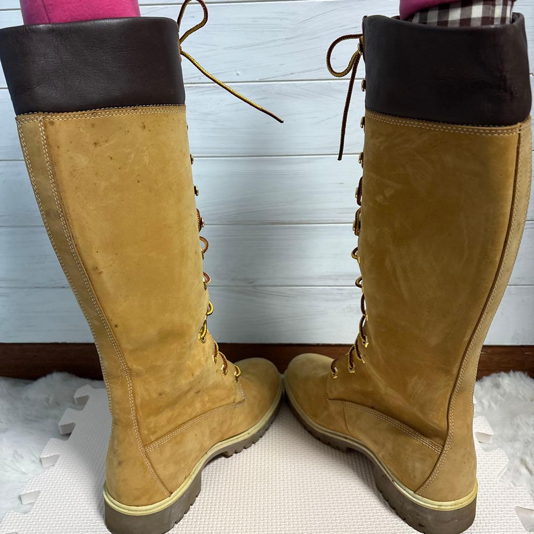 Timberland 編み上げイエローロングブーツ