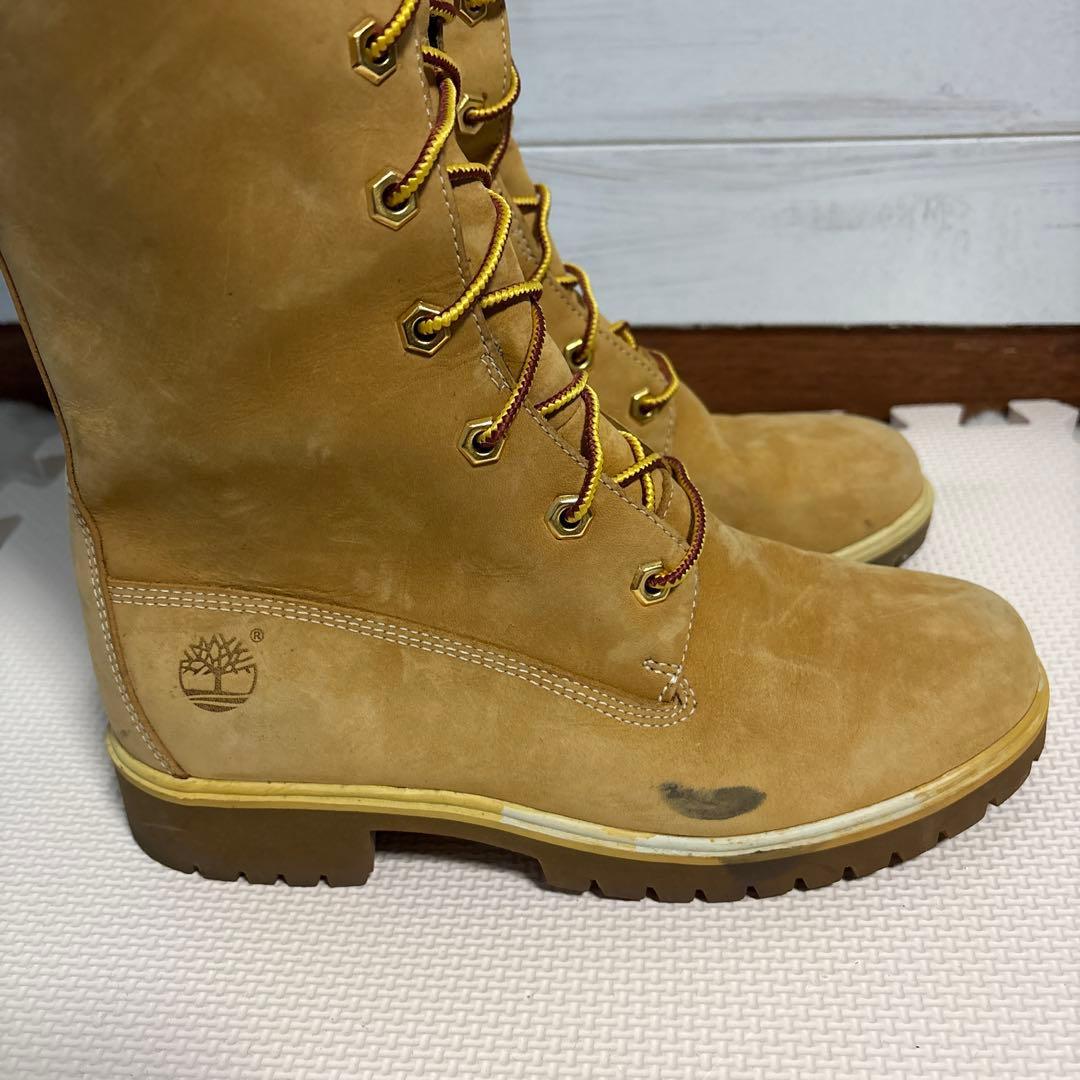 Timberland 編み上げイエローロングブーツ