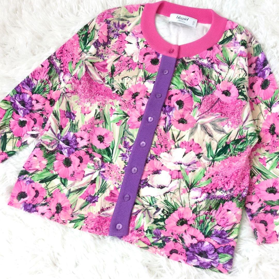 美品✨Blugirl Blumarine カーディガン フラワープリント ピンク