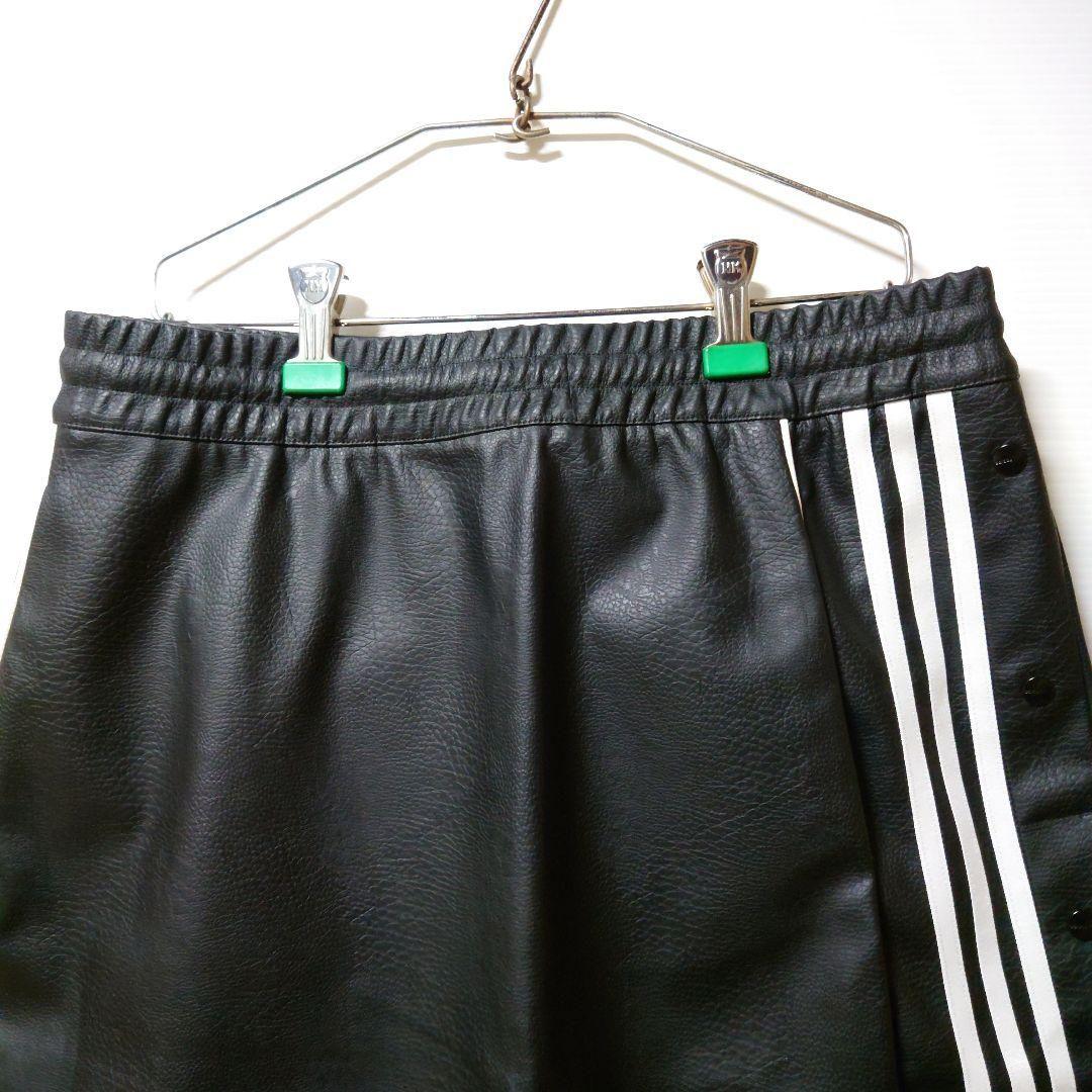 黒★XL★フェイクレザーアディブレイクスカート★レディース★adidas