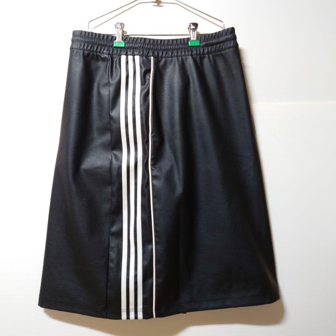 黒★XL★フェイクレザーアディブレイクスカート★レディース★adidas