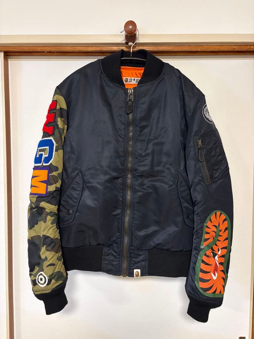 【レアモデル】A Bathing Ape シャーク MA-1ジャケット ブラック