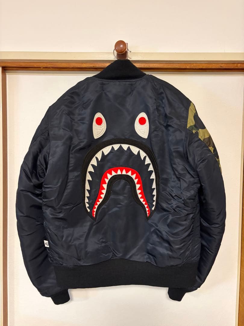 【レアモデル】A Bathing Ape シャーク MA-1ジャケット ブラック